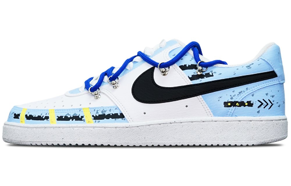Nike Court Vision 1 Skateboard Shoes Men Low-Top Black/White/Blue