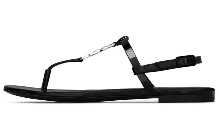 SAINT LAURENT Cassandra Logo Plaque Sandals Women's