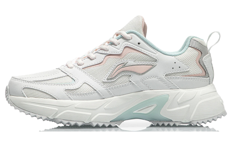 LiNing Abrasion Resistant Slip Resistant Lightweight Low Top Running Shoes Women's White Pink