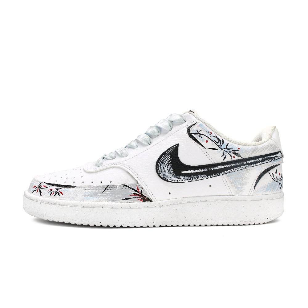 Nike Court Vision 1 Anti Slip Wear Resistant Low Top Skateboard Shoes Men's Black White Blue