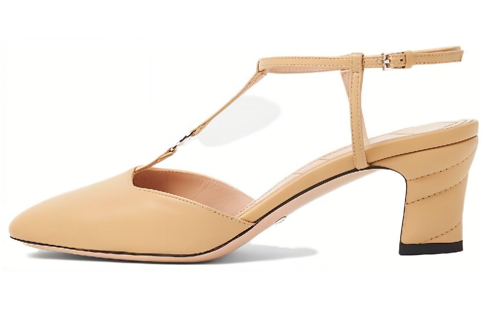 GUCCI Chunky Heel High Heels 5.5cm Women's Beige