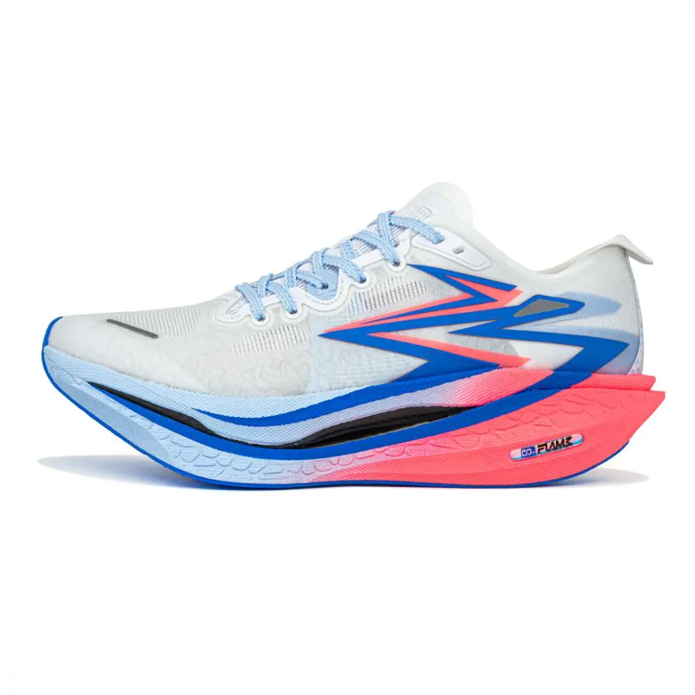 361° Flame 4 Cushioning Coverage Lightweight Low Top Carbon Plate Marathon Racing Running Shoes Unisex White Blue Pink