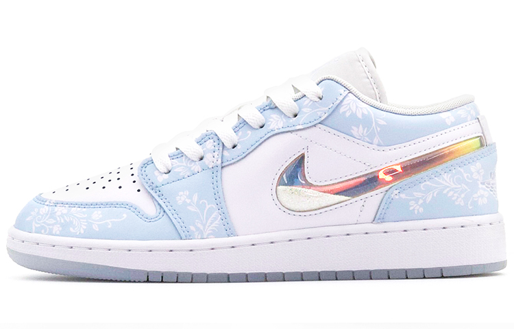 Jordan Air Jordan 1 Anti Slip Wear Resistant Low Top Vintage Basketball Shoes Women's Blue White