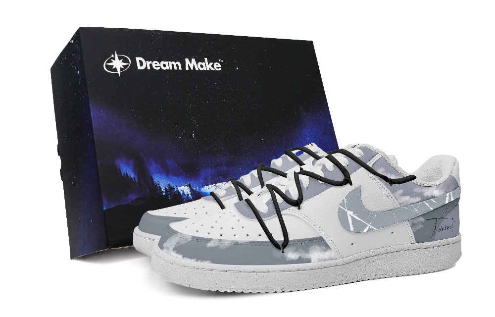 Nike Court Vision 1 Skateboard Shoes Men Low-Top White/Blue