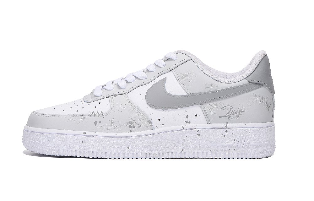 Nike Air Force 1 Coverage Slip Resistant And Abrasion Resistant Low Top Skateboard Shoes Unisex Light Gray