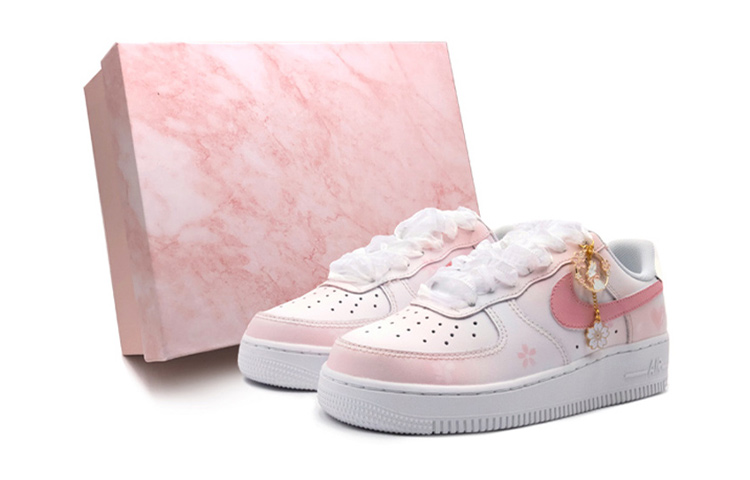 Nike Air Force 1 LE Air Force 1 Slip Resistant Cushioning Abrasion Resistant Low Top Skateboard Shoes GS Pink White