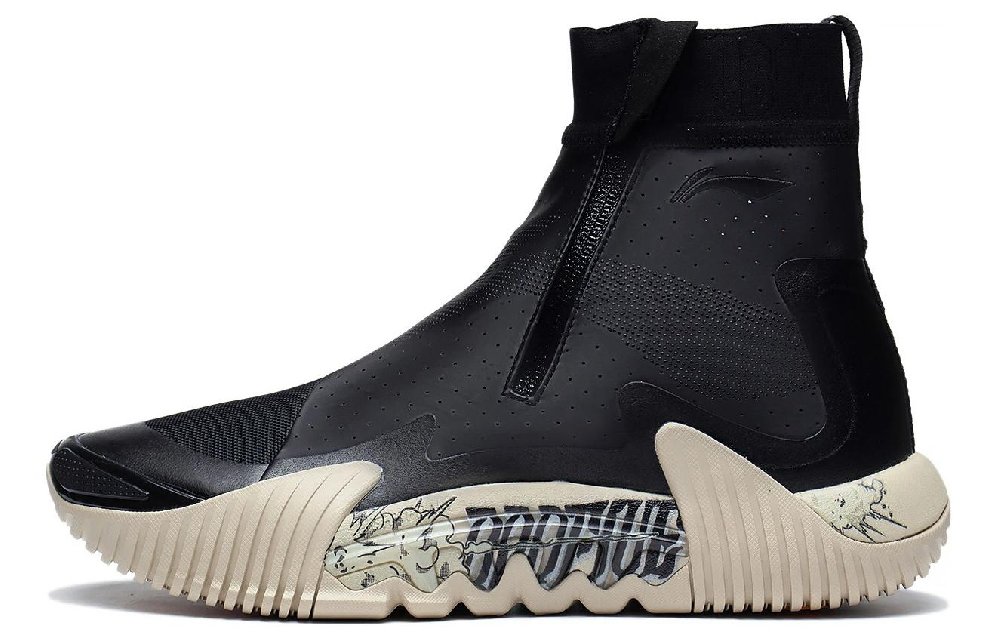 LiNing Badfive 2 Wntr Wear-Resistant Slip-Resistant High-Top Basketball Shoes Men's Black Dreamy Theme Showpiece