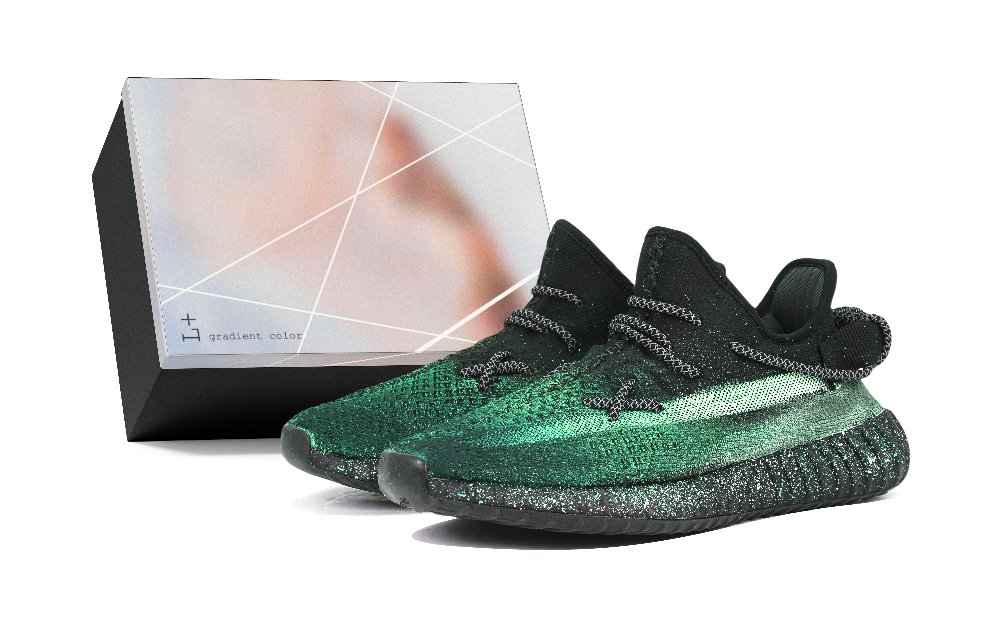Adidas Originals Yeezy Boost 350 V2 Slip Resistant Low Top Casual Shoes Unisex Black Green