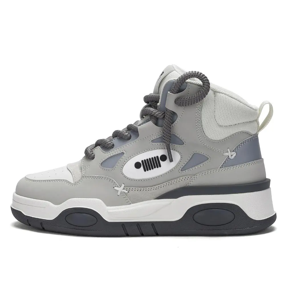 JEEP SPIRIT Coverage Waterproof Abrasion Resistant Height Increasing Skateboard Shoes Men's White Gray