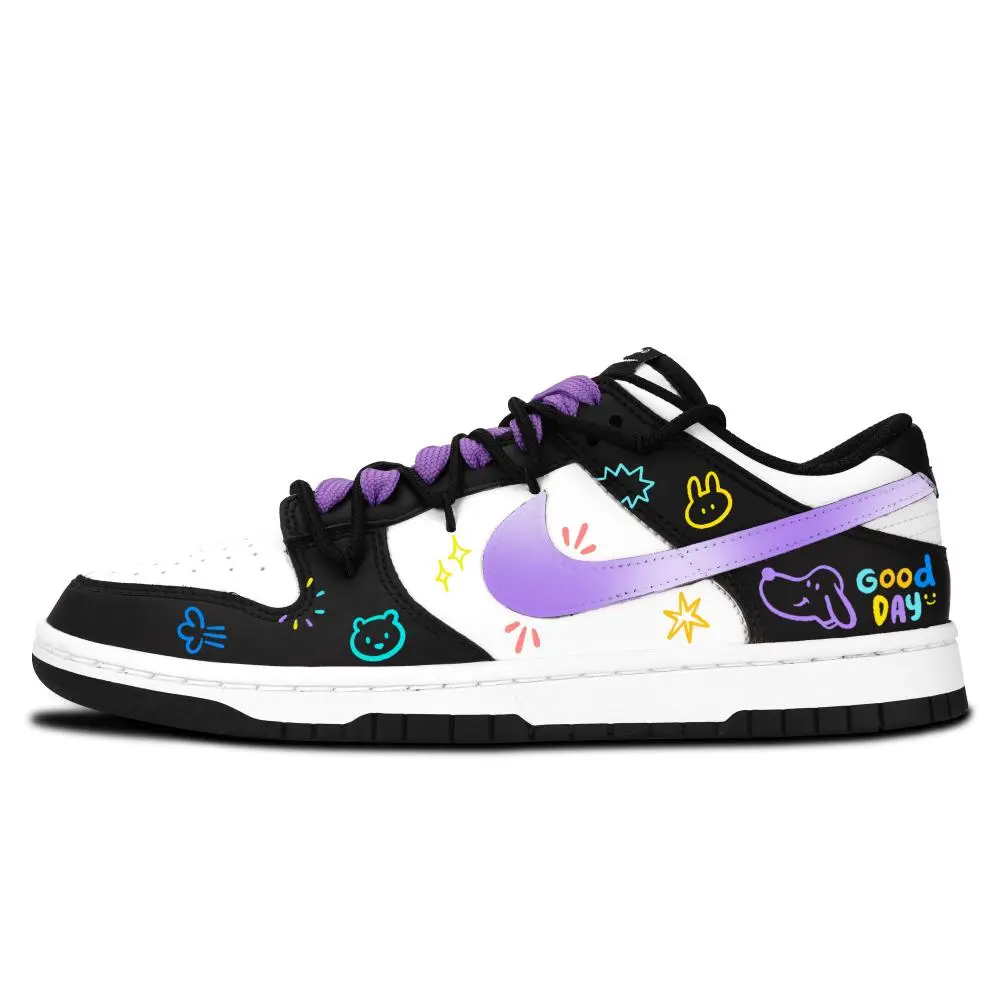 Nike Dunk Skateboard Shoes Unisex Low top White/Purple/Black