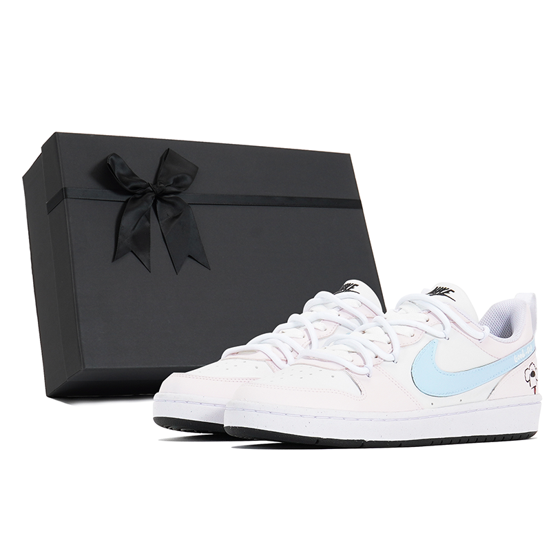 Nike Court Borough Joy Lemon Anti-Slip Wear-Resistant Low-Top Skateboard Shoes GS White Blue Pink