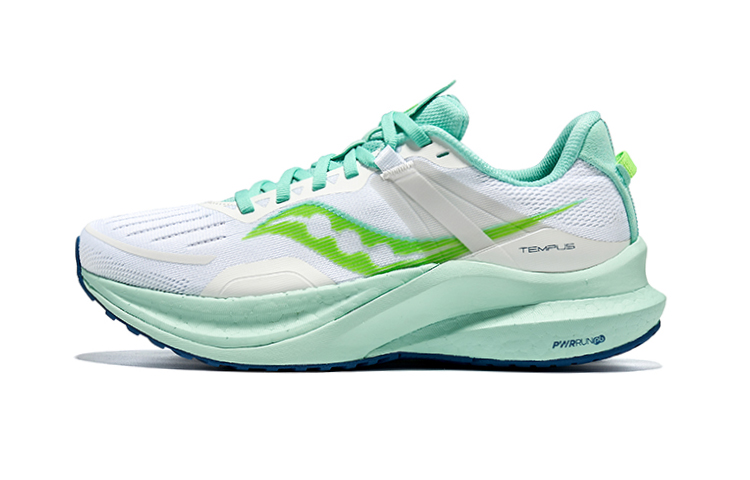 Saucony Tempus Cushioning Breathable Rebound Low-Top Casual Running Shoes Women's White Green