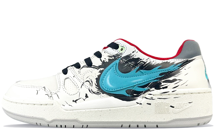 Nike Full Force Anti-Slip Wear-Resistant Low-Top Skateboard Shoes Men's White Blue