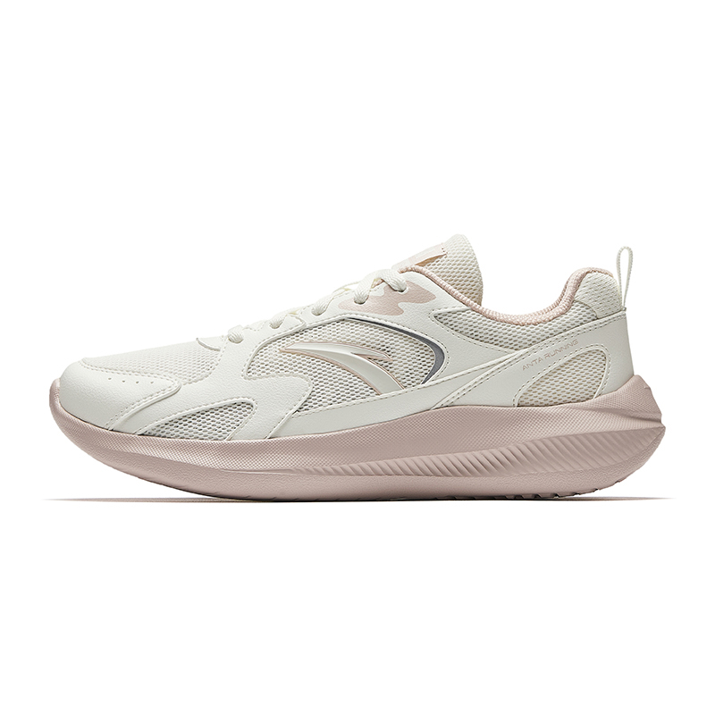 Anta Cushioning, Breathable, Slip Resistant Low Top Casual Running Shoes Women's Ivory White/Silver/Lotus Gray