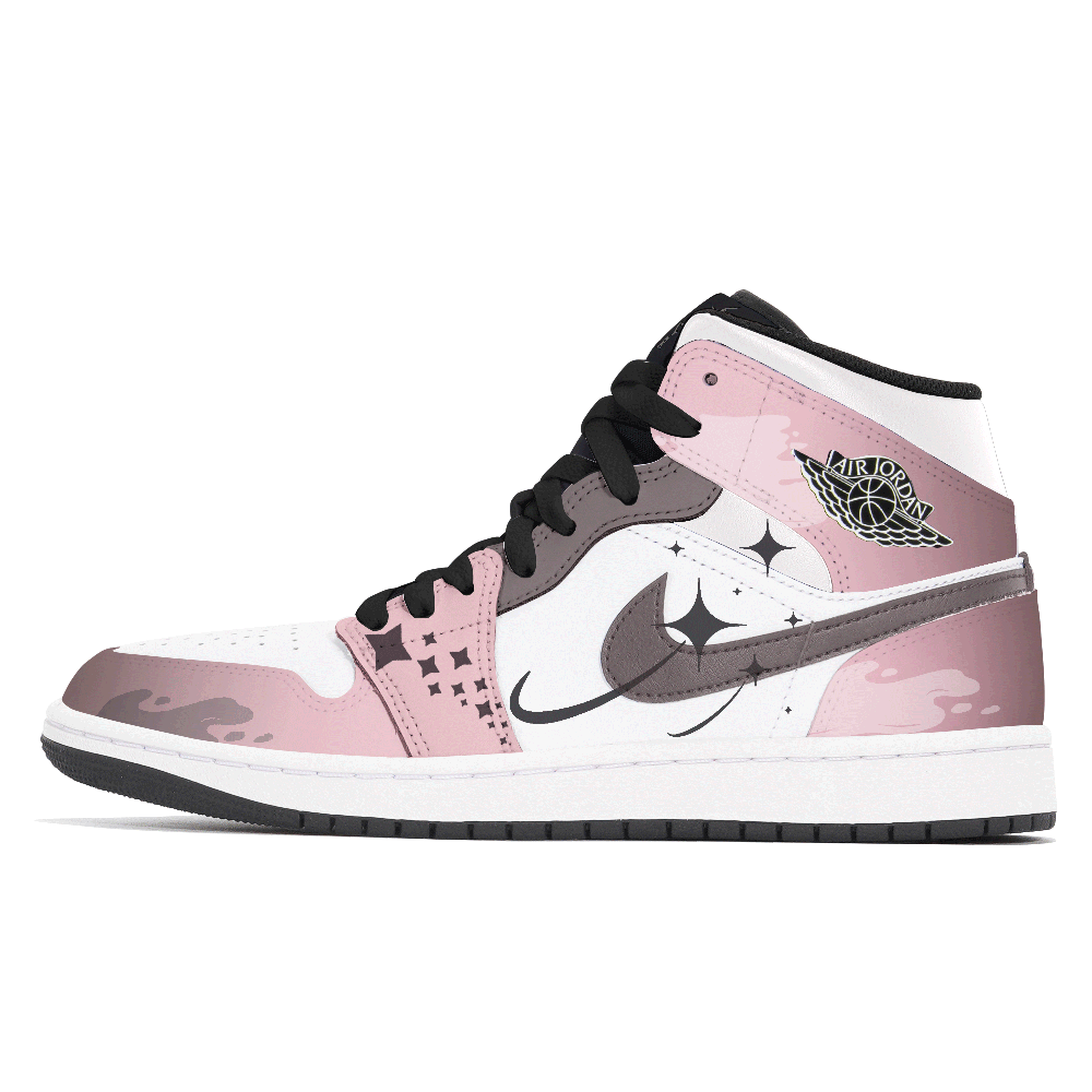 Jordan Air Jordan 1 Abrasion Resistant Cushioning Slip Resistant Mid Top Vintage Basketball Shoes Men's Pink