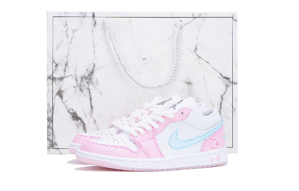 Jordan Air Jordan 1 Kitten Paws, Box Low Top Vintage Basketball Shoes Women's Pink Blue