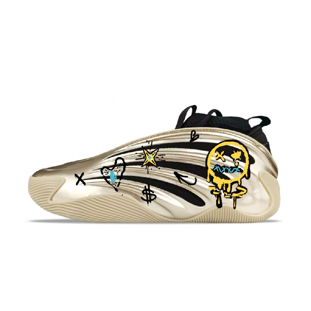Adidas Harden Vol.9 'Cyber Metallic' Abrasion Resistant Low Top Basketball Shoes Men's Gold