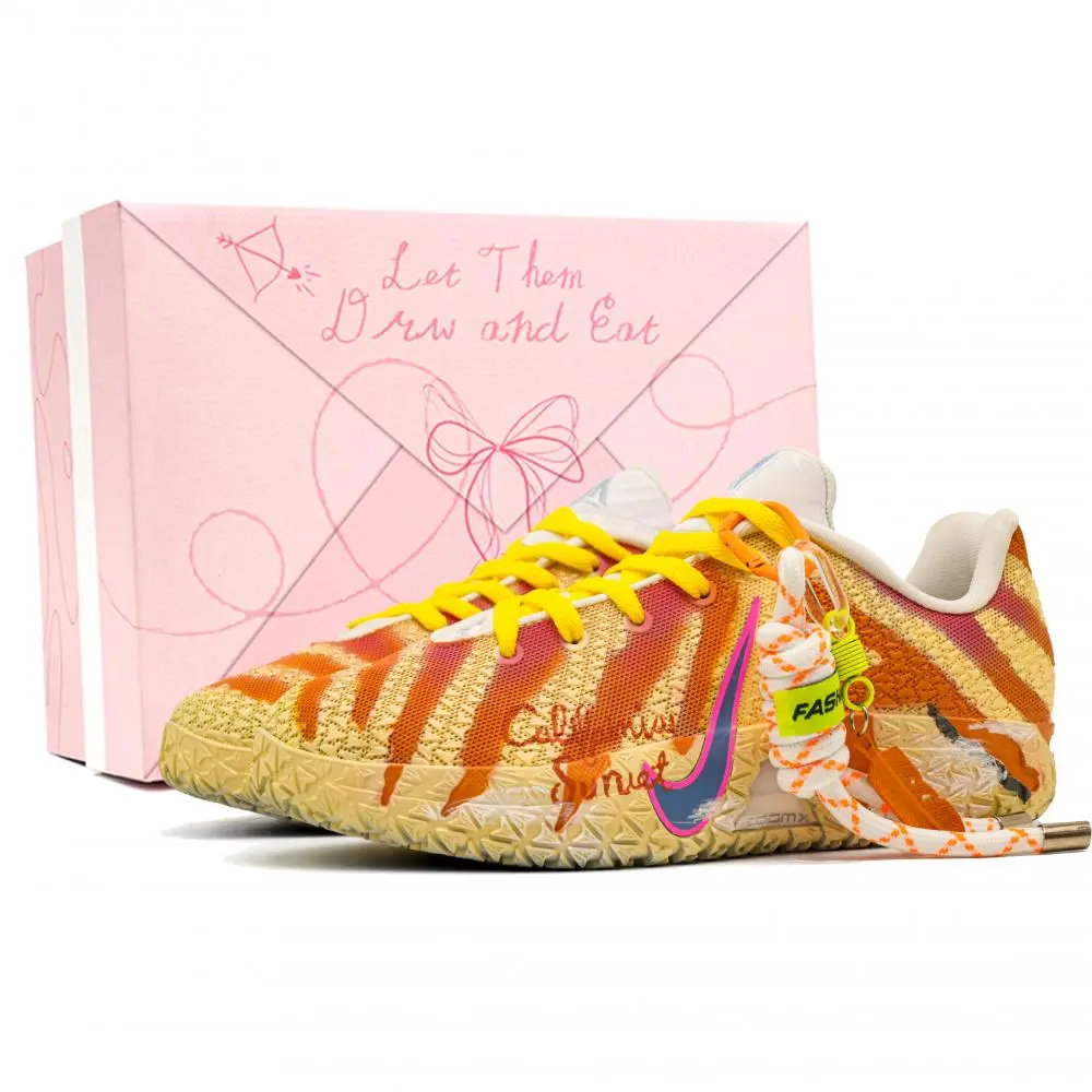 Nike California Sunset, Footprints Of Innovation Cushioning, Wear Resistant Low top Basketball Shoes Unisex Yellow