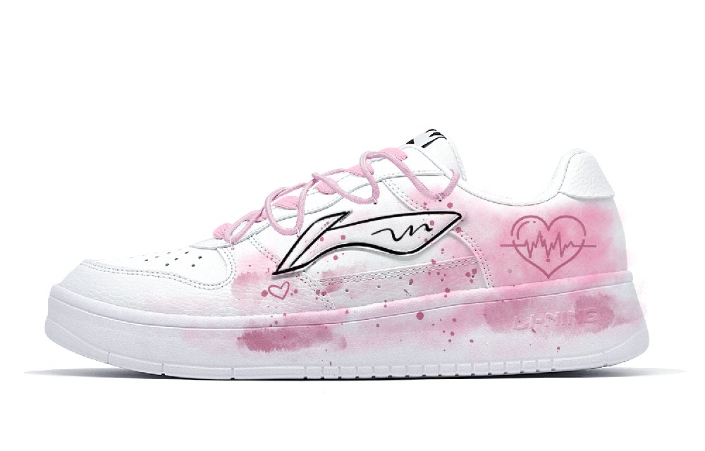 LiNing Non slip Lightweight Low top Skateboard Shoes Women's White Pink