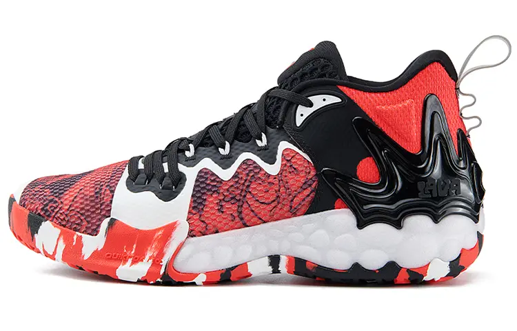 361° LAVA Series Shock Absorbers Slip Resistant Abrasion Resistant Mid Top Performance Basketball Shoes Men's Red Black