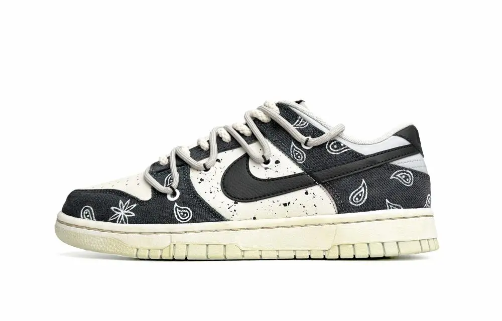 Nike Dunk Low Retro 'Plaid' Low-Top Skateboard Shoes Men's Black White