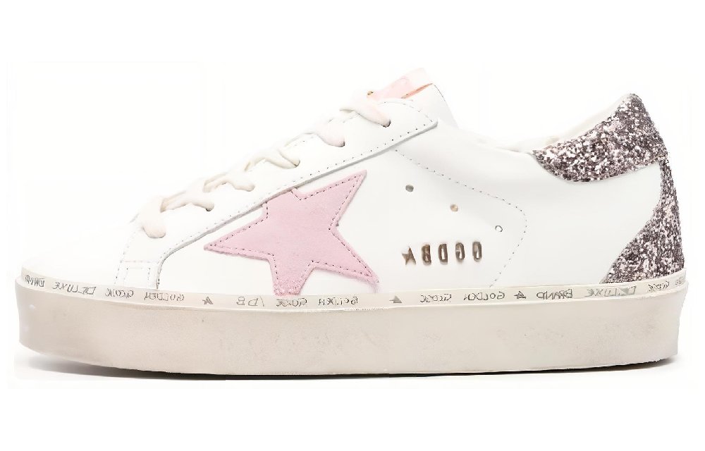 Golden Goose Hi Star White Antique Pink Glitter Women's