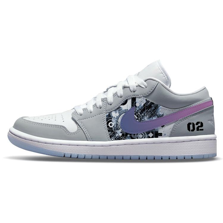 Jordan Air Jordan 1 Wear-Resistant Slip-Resistant Low-Top Vintage Basketball Shoes Women's Gray White