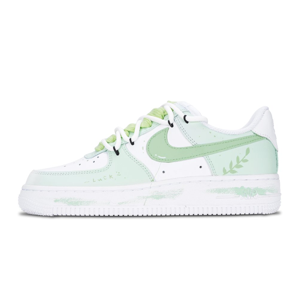 Nike Air Force 1 Spring Charm Abrasion Resistant Low Top Skateboard Shoes Women's White Green