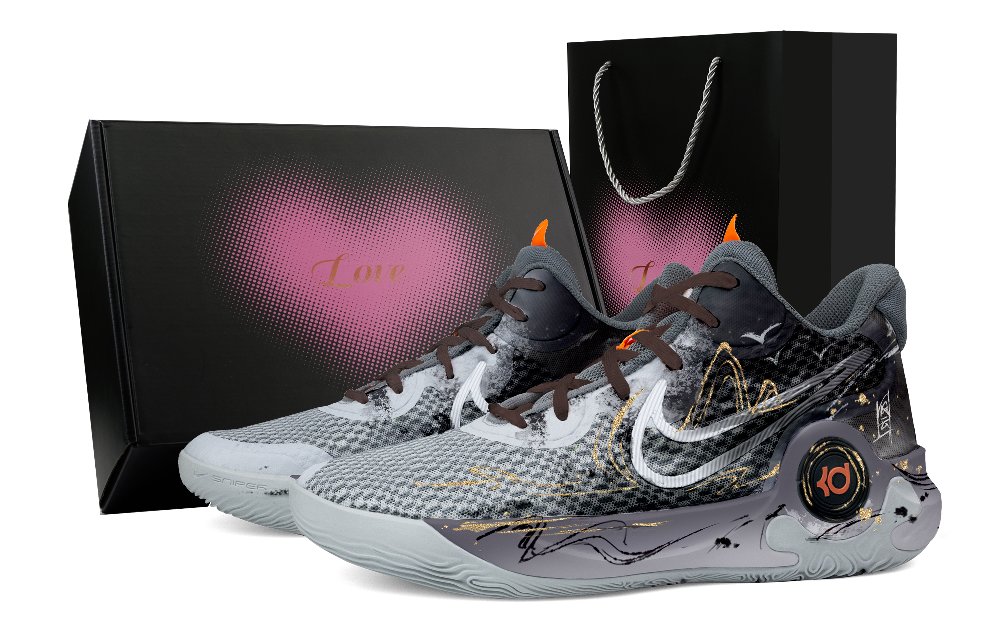 Nike KD Trey 5 IX Decisive Winds And Clouds Heart Box Abrasion Resistant Mid Top Basketball Shoes Unisex Black
