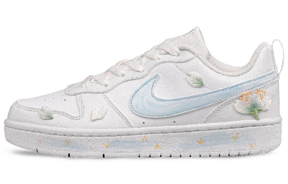 Nike Court Borough Low Top Skateboard Shoes GS White Blue