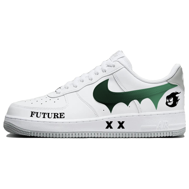 Nike Air Force 1 Anti-Slip Wear-Resistant Lightweight Breathable Low-Top Skateboard Shoes Men's White Green