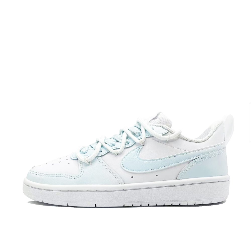Nike Court Borough 2 Blue Yunge Coverage Abrasion Resistant Low Top Skateboard Shoes Unisex Blue White