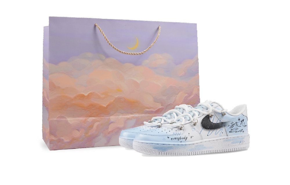Nike Air Force 1 Air Force 1 Anti-Slip Wear-Resistant Low-Top Skateboard Shoes Unisex Blue White