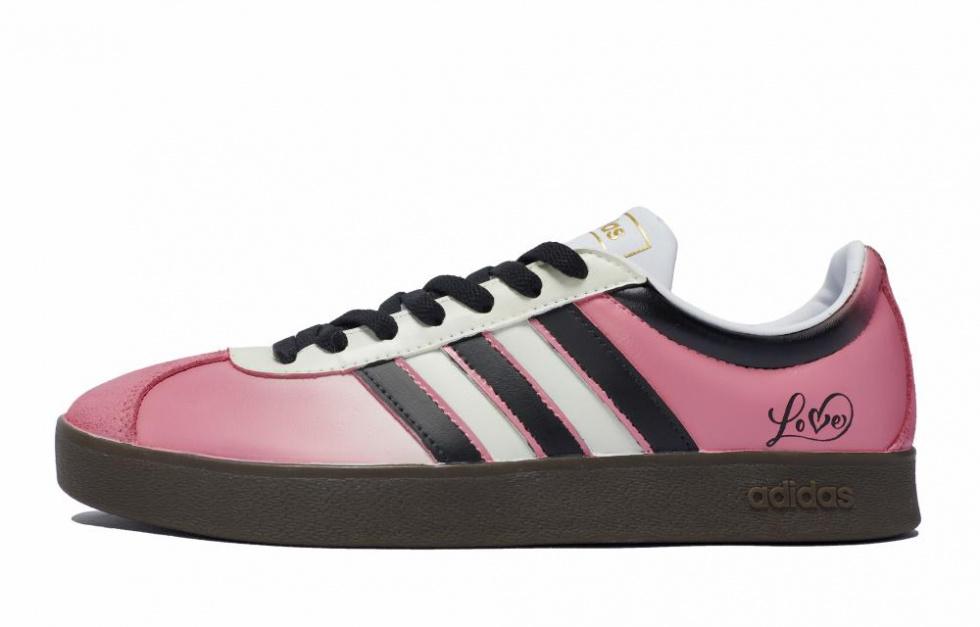 Adidas Neo Vl Court 811 Manufacture Hot Love Peach Pink Low-Top Skateboard Shoes Unisex Pink Black Rice