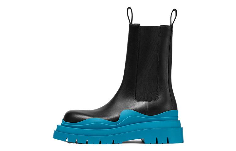 Bottega Veneta Tire Boot High Black Amalfi Blue