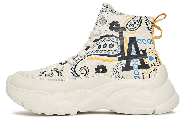 MLB Chunky High Canvas Shoes Unisex High-Top White/Black/Blue Color