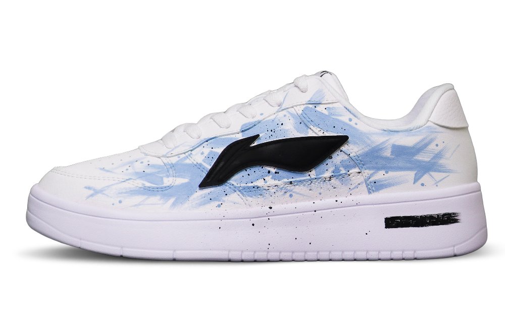 LiNing Pontoon Boats Anti-Slip And Wear-Resistant Breathable Low-Top Skateboard Shoes Men's White Black Blue