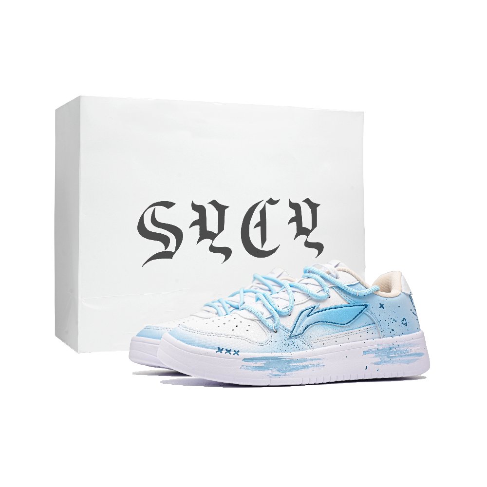 LiNing Pontoon Boats Slip Resistant, Abrasion Resistant, Breathable Low Top Skateboard Shoes Women's Blue