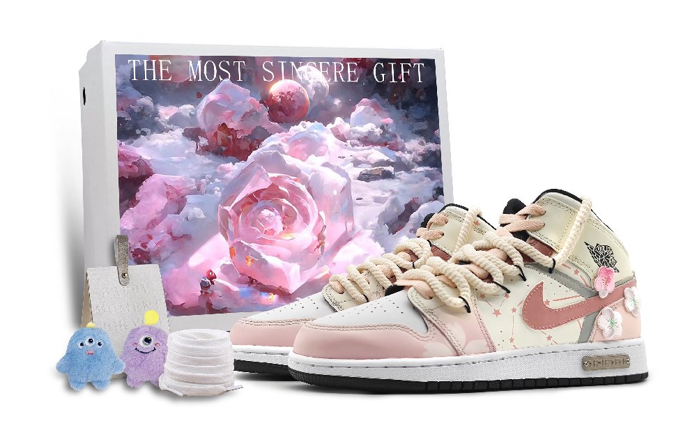 Jordan Air Jordan 1 Mid Top Vintage Basketball Shoes GS White Pink