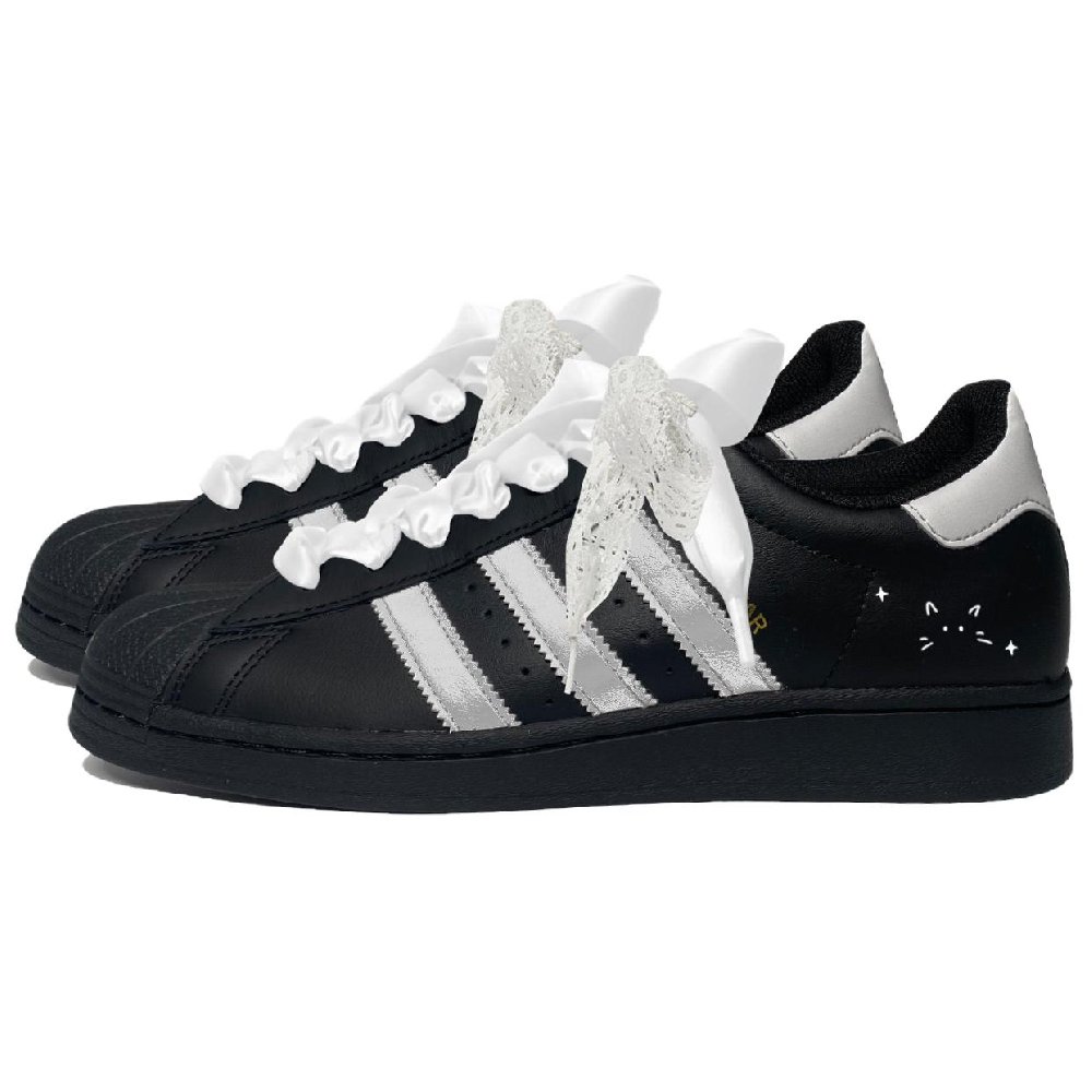 Adidas Originals SUPERSTAR Moonlit Years Anti Slip Wear Resistant Low Top Skateboard Shoes Unisex Silver Black