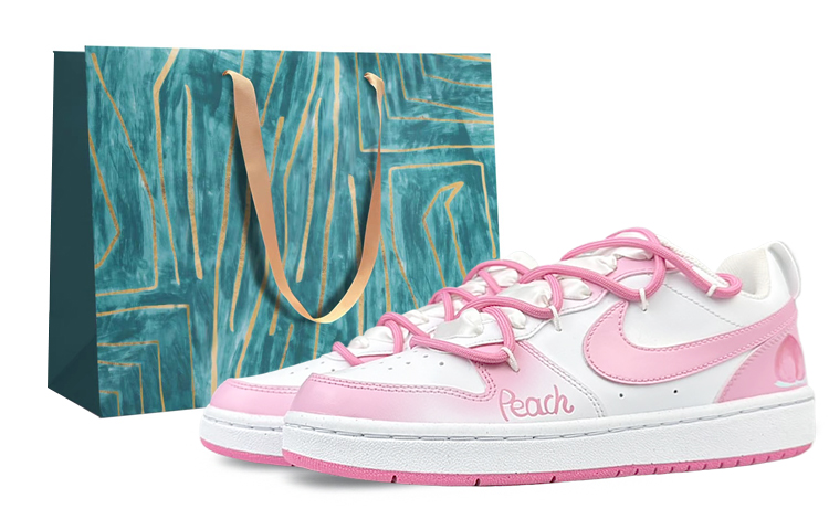 Nike Court Borough Anti-Slip Wear-Resistant Low-Top Skateboard Shoes GS Pink White