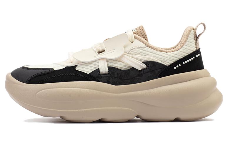 361° Anti-Slip Wear-Resistant Low-Top Chunky Sneakers Women's Beige Black