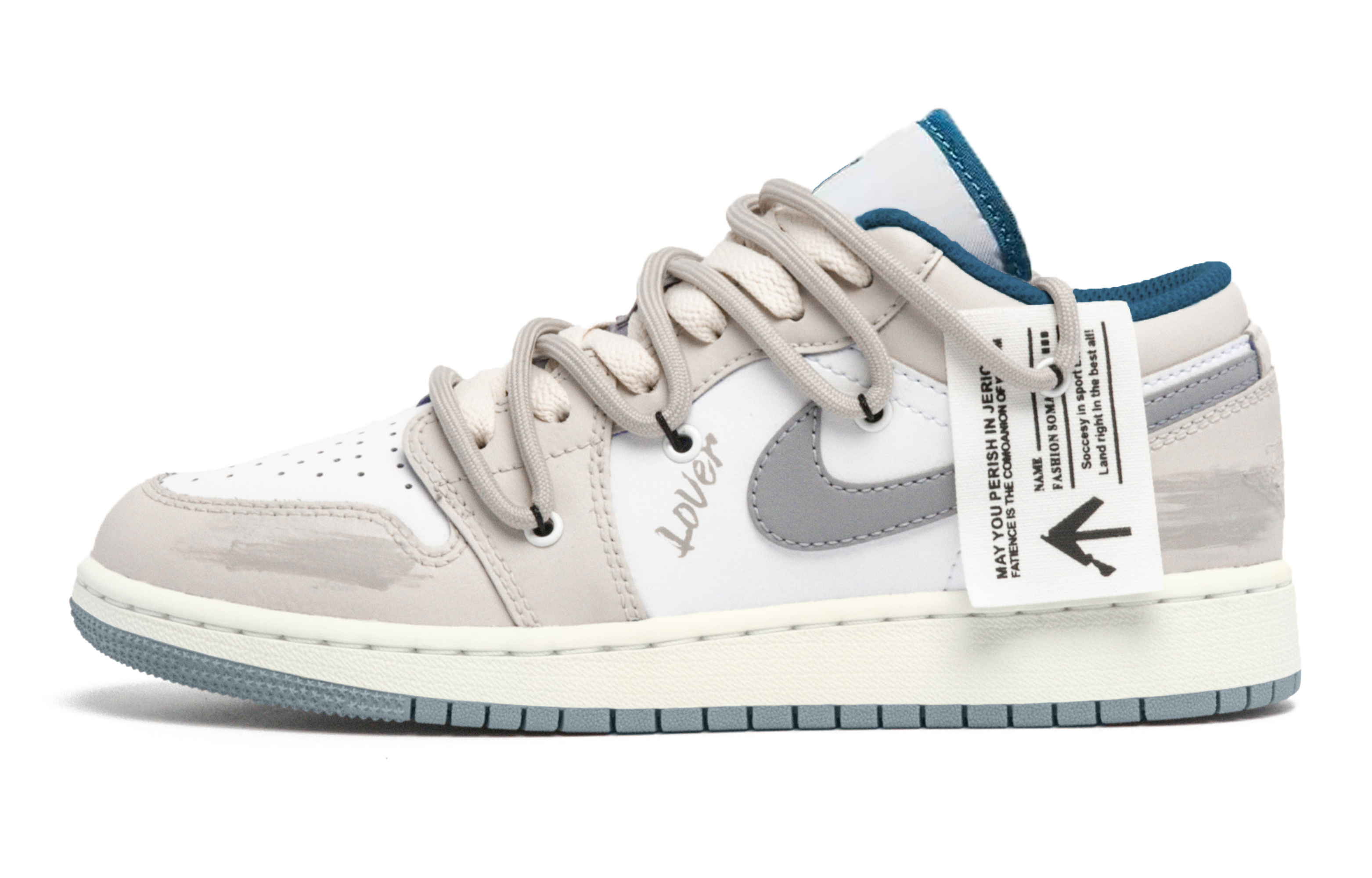 Jordan Air Jordan 1 Low Top Vintage Basketball Shoes Men's Gray White