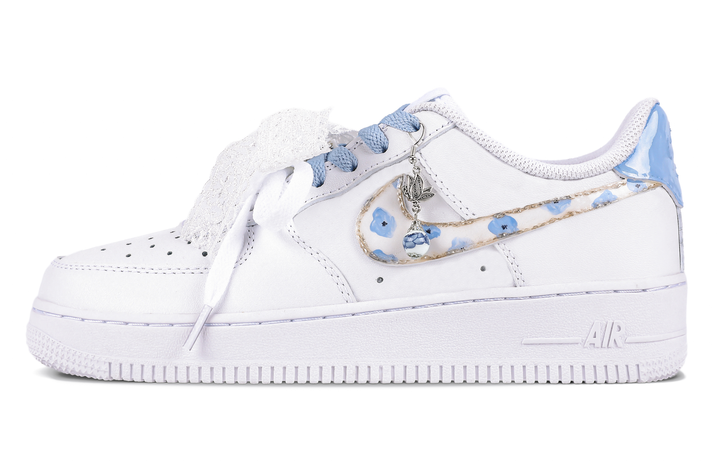 Nike Air Force 1 Abrasion Resistant Low top Skateboard Shoes Unisex Blue White