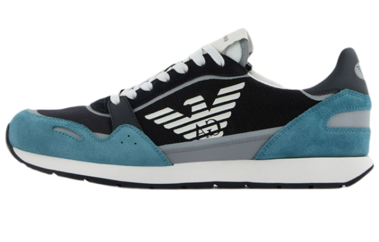 EMPORIO ARMANI Cushioning, Slip Resistant, And Abrasion Resistant Low Top Sports Casual Shoes Men's Blue Black