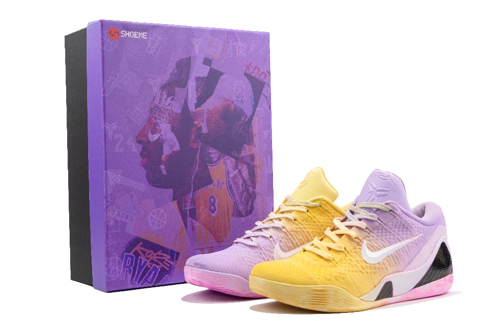 Nike Kobe 9 Cushioning Anti-Slip And Wear-Resistant Grip Low-Top Basketball Shoes Unisex Purple Gold