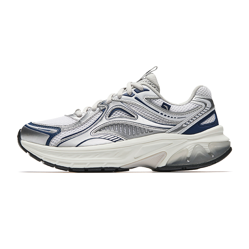 Anta Running Collection Cushioning, Wear Resistant Low Top Casual Running Shoes Women's White Silver