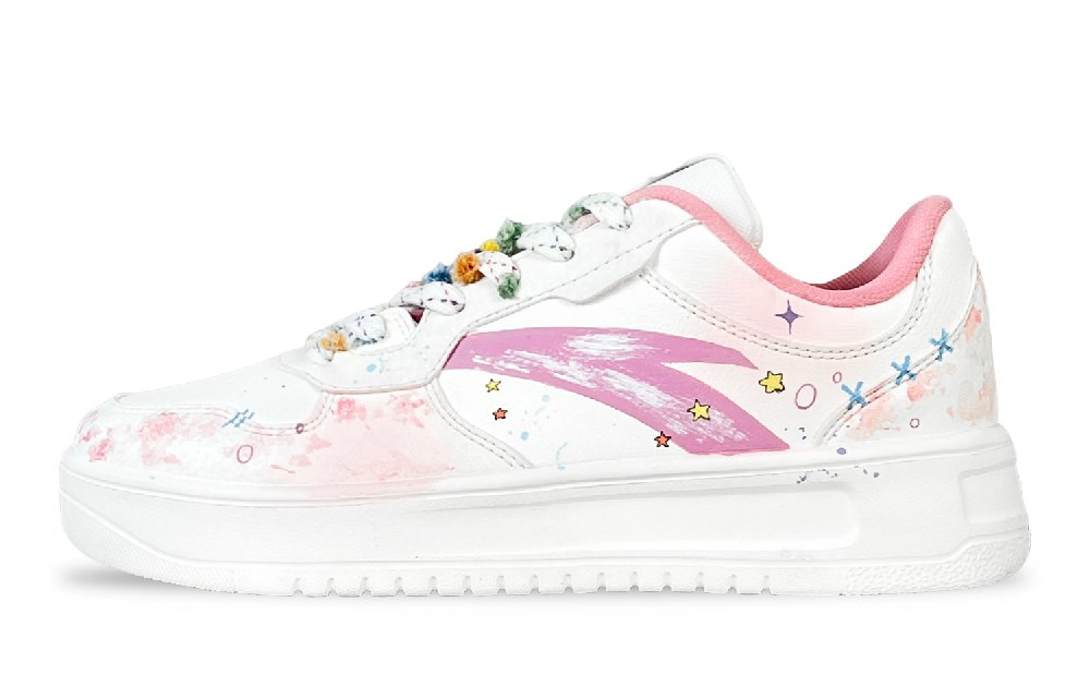 Anta Relaxed Wear resistant And Lightweight Low Top Skateboard Shoes Unisex Pink White
