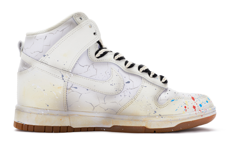 Nike Dunk High Top Skateboard Shoes Women's White Gray