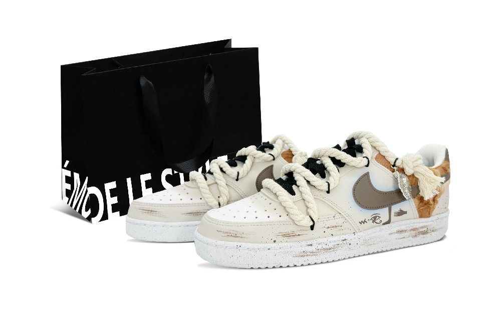 Nike Court Vision 1 Slip-Resistant Low-Top Skateboard Shoes Men's Ecru